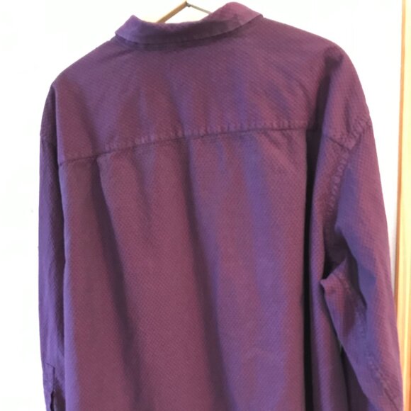 Synrgy Button-Down Cotton Shirt: Long Sleeves Heavyweight Dark Plum, Men’s XL - Picture 7 of 10